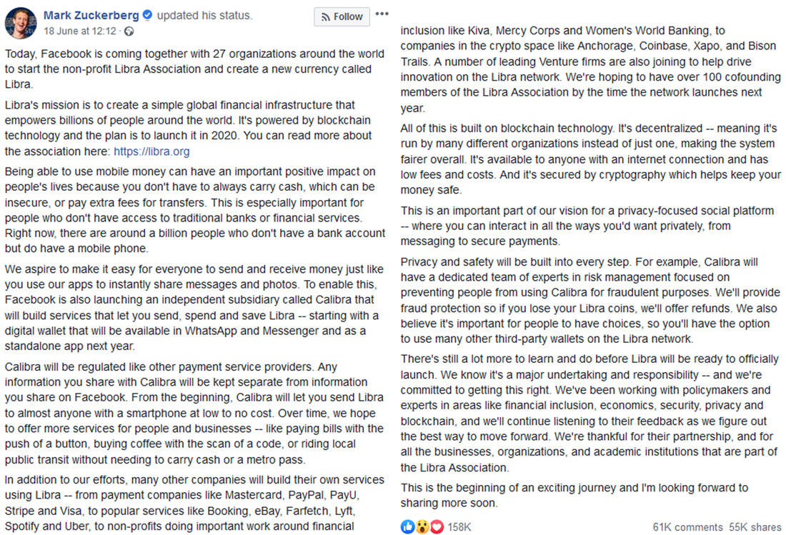 Το κρυπτονόμισμα του Facebook που αναμένεται να βάλει δυνατά τον κολοσσό και στον χρηματοπιστωτικό τομέα 15 wkg 6 1